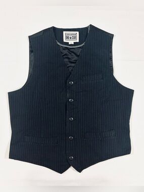 Vintage Converse One Star Mens Large Pinstripe Suit Vest Charcoal Canvas Panel